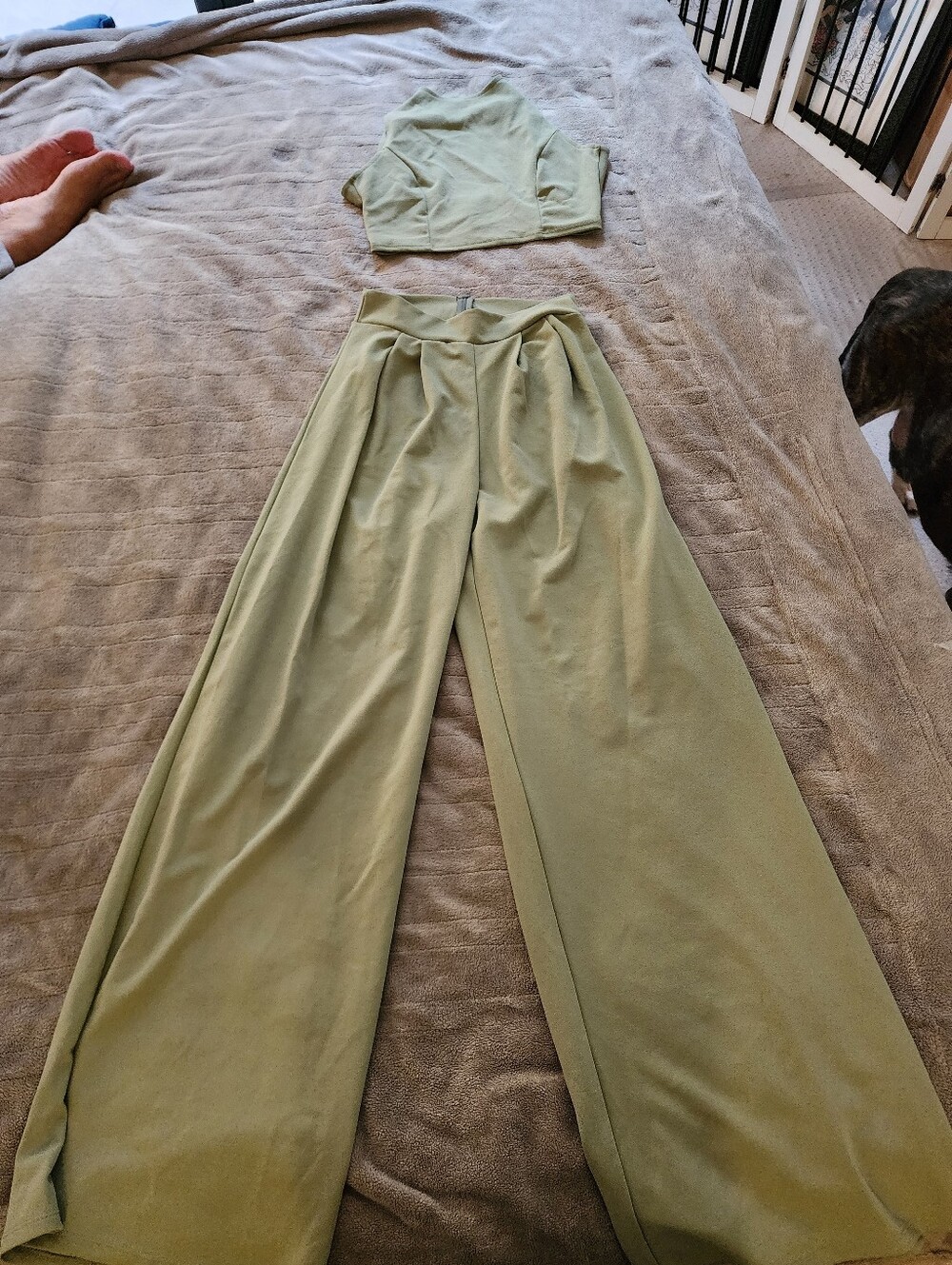 Fashion Nova Women's Olive Wide-Leg Pants Set
